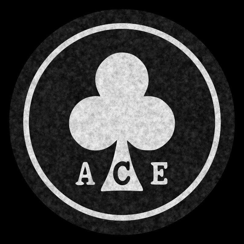 runder ACE Schwarz und Weiß Distressed Mod