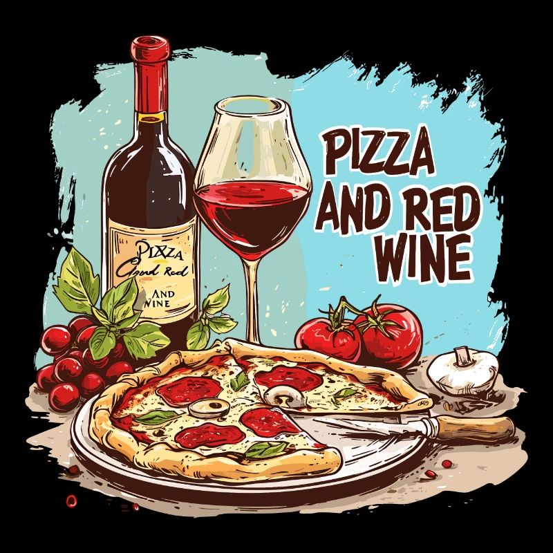 Pizza and Wine Essen Alkohol