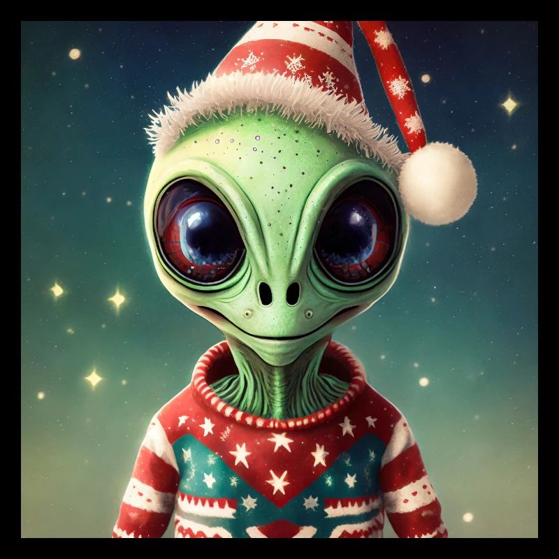 Alien trägt einen hässlichen Weihnachtspullover
