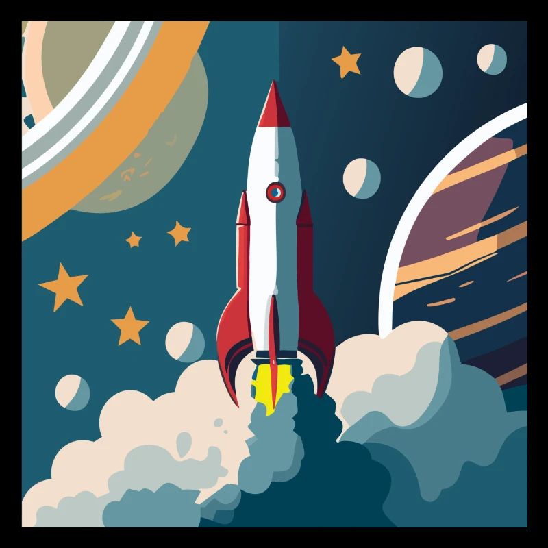 Weltraumszene mit einer Rakete