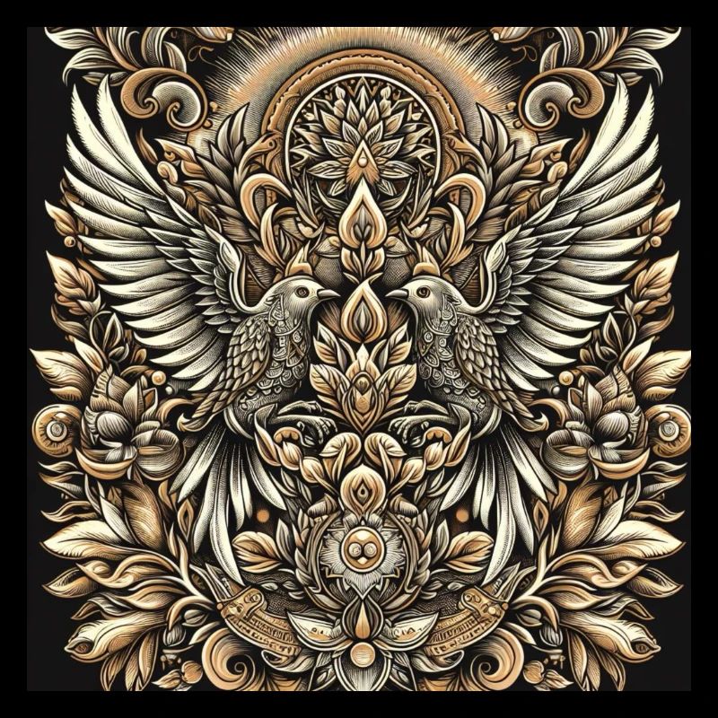 Mandala oiseau avec des fleurs