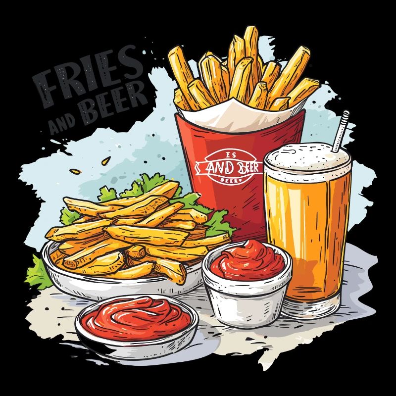 Fries And Beer Essen Alkohol Lustige Sprüche
