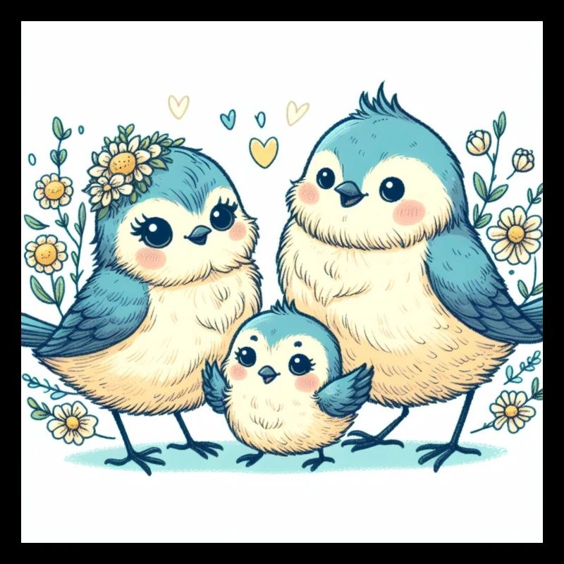 Süße Vogelfamilie