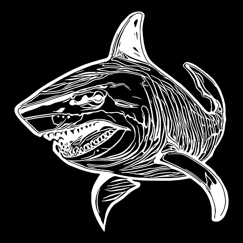 Large vintage oceanic shark with sharp teeth