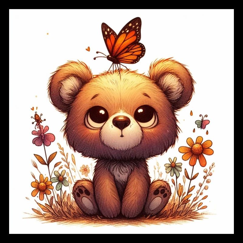 Bär mit Schmetterling