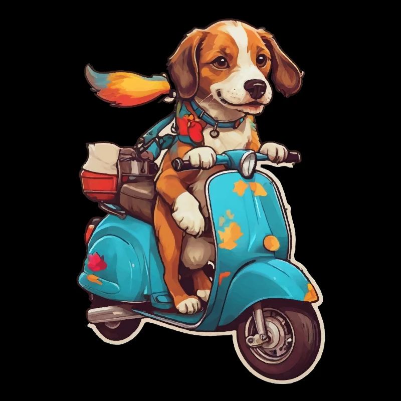 Hund auf einem Roller