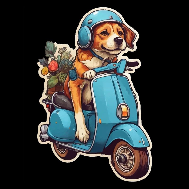 Hund auf einem Roller