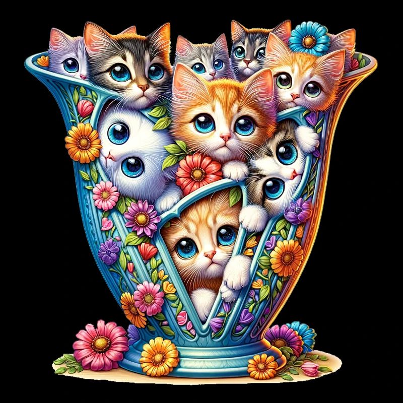 Chatons mignons dans un vase