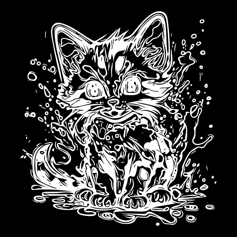Cute cuddly cat in graffiti tattoo style