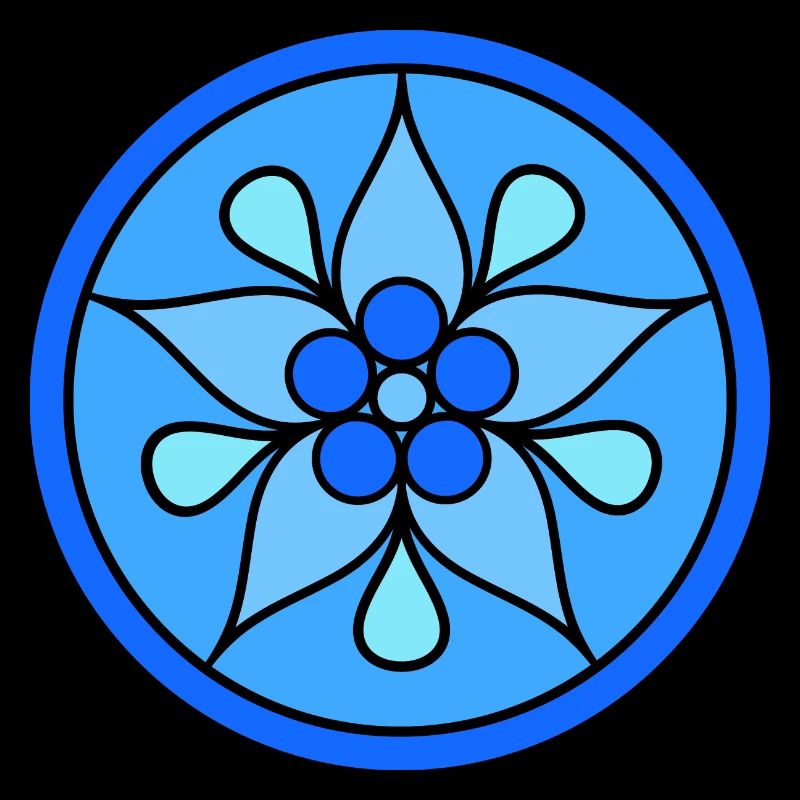 Rosace florale tribale dans les tons de bleu