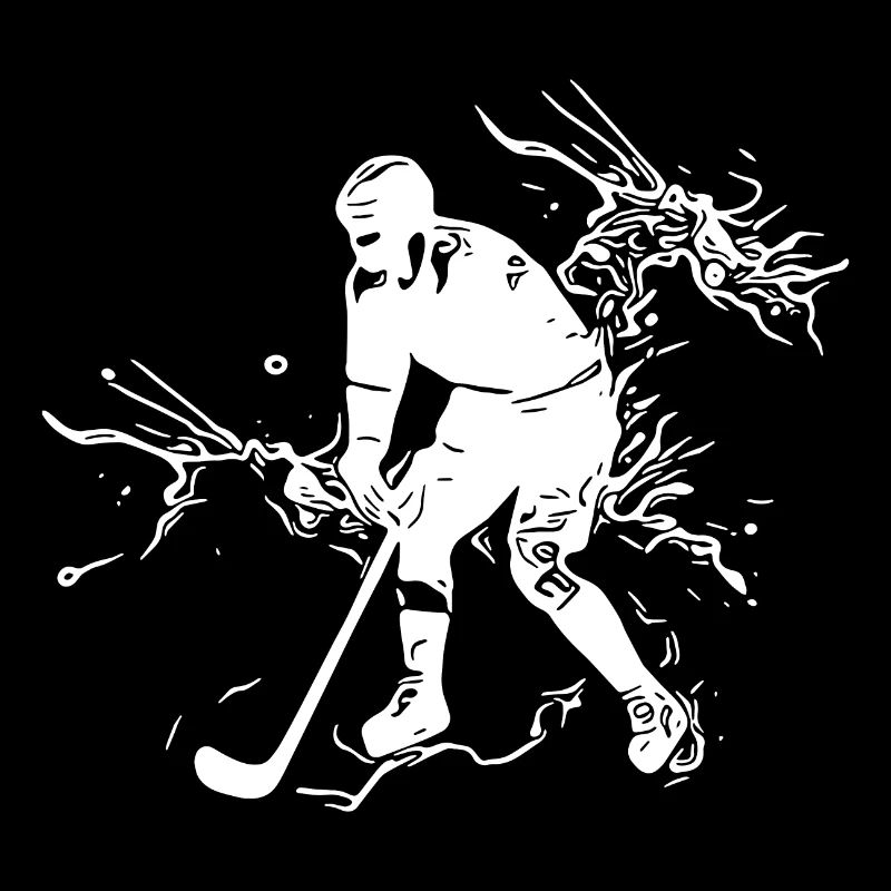 Ice hockey player in an ice cloud