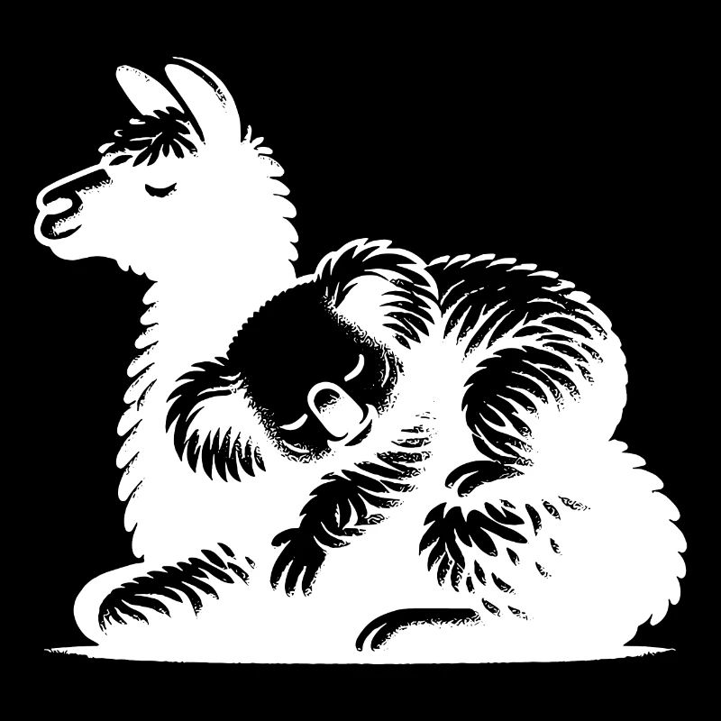 Cute koala on a sleeping llama