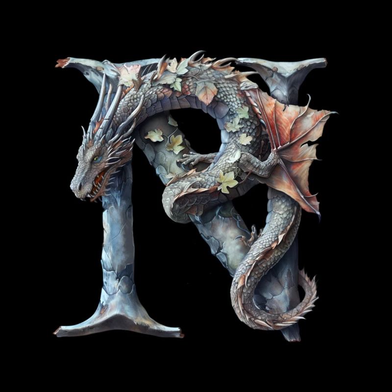 Buchstabe "N" im Drachendesign.