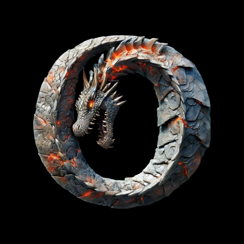 Lettre « O » en forme de dragon.