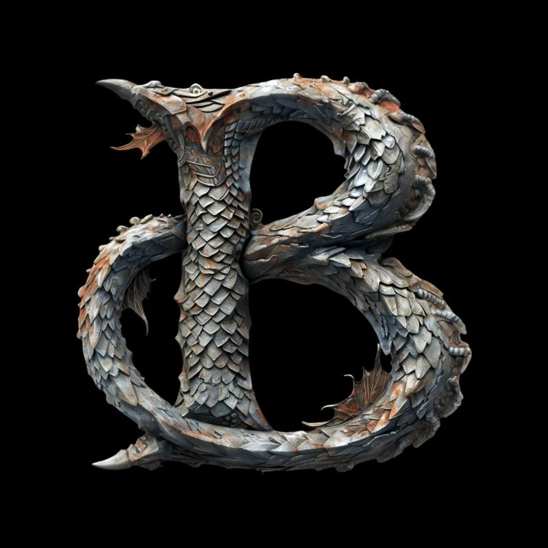 Buchstabe "B" im Drachendesign.