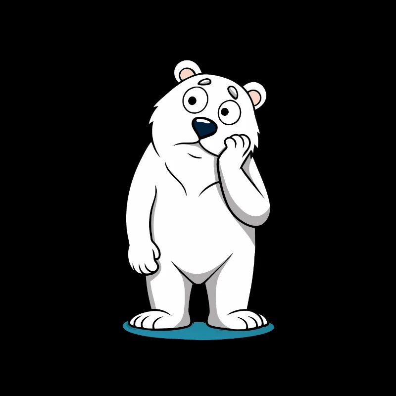 Perplexed Polar Bear: Curious Cartoon Bear