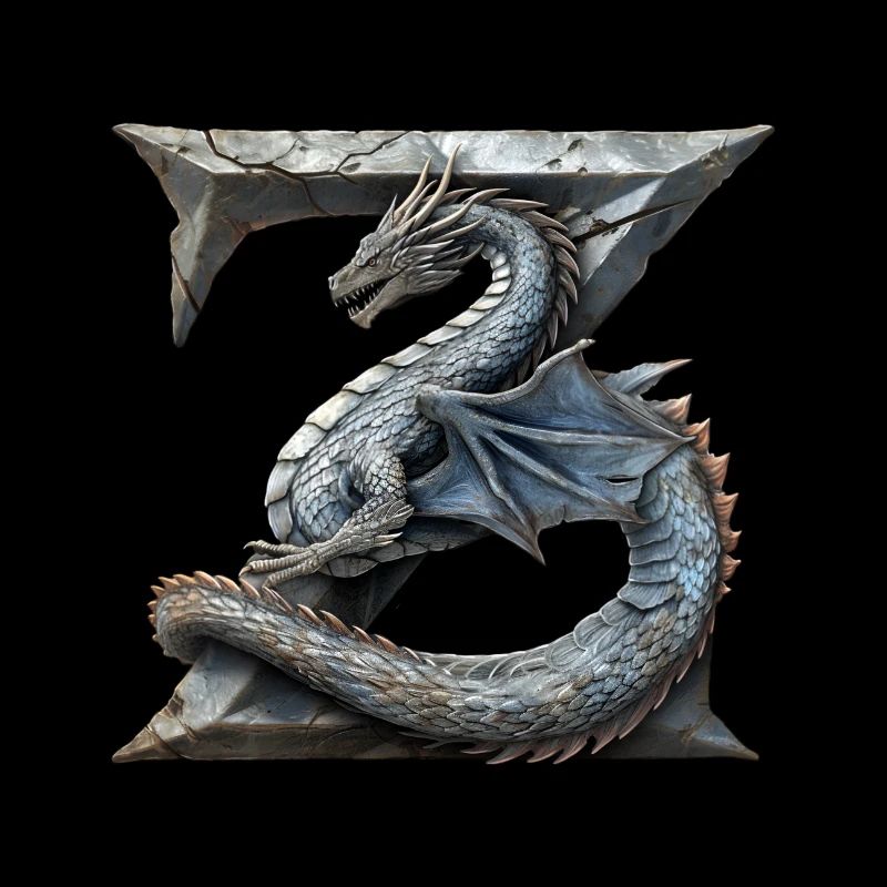 Buchstabe "Z" im Drachendesign.