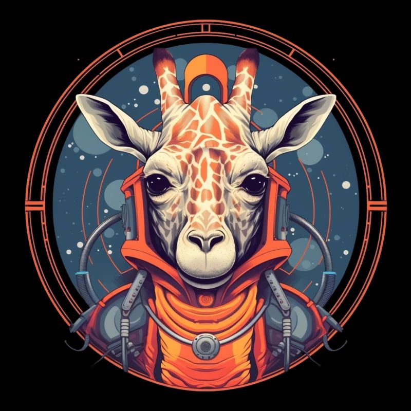 Astronaute Girafe à la dérive dans l’espace