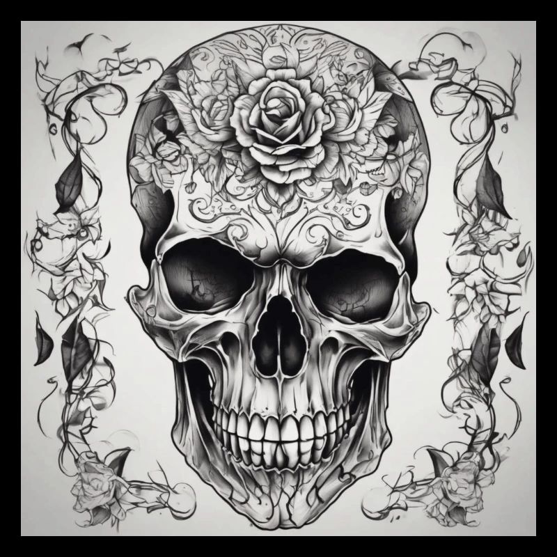 Skull with rose