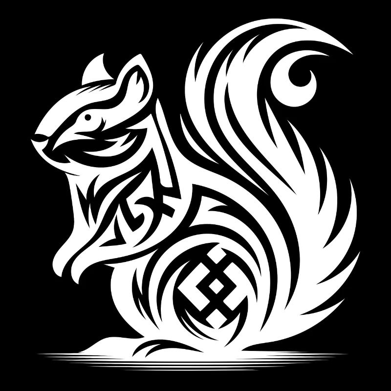 Cute Squirrel in Tattoo Style