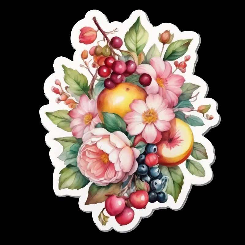 Blumen und Obst