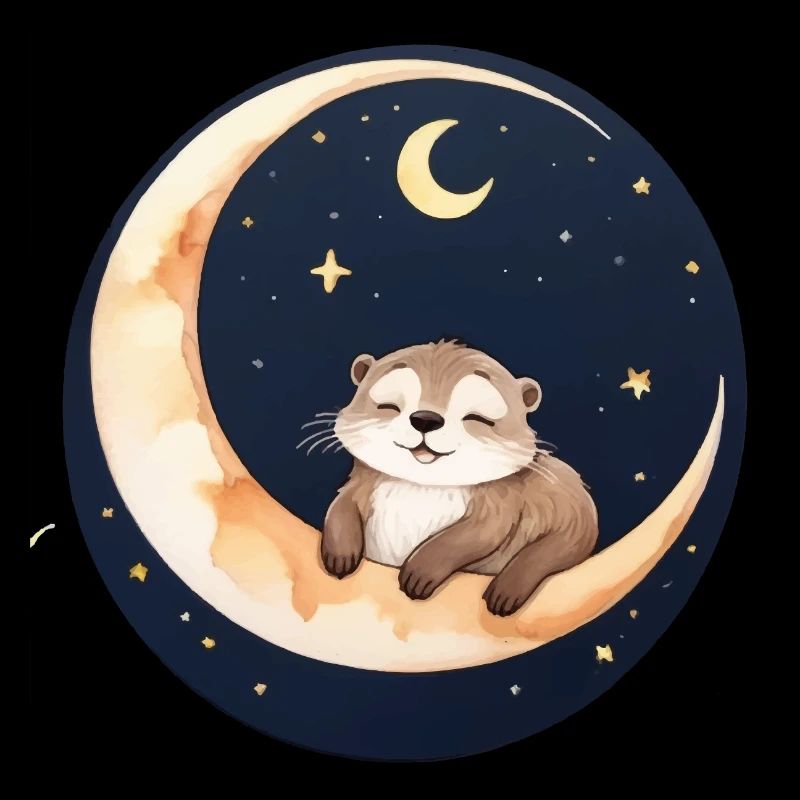 Otter sitting in the moon