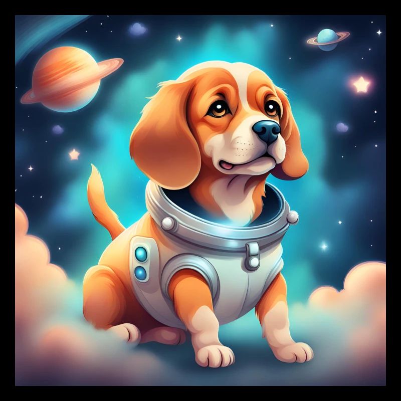 Chien mignon dans l’espace