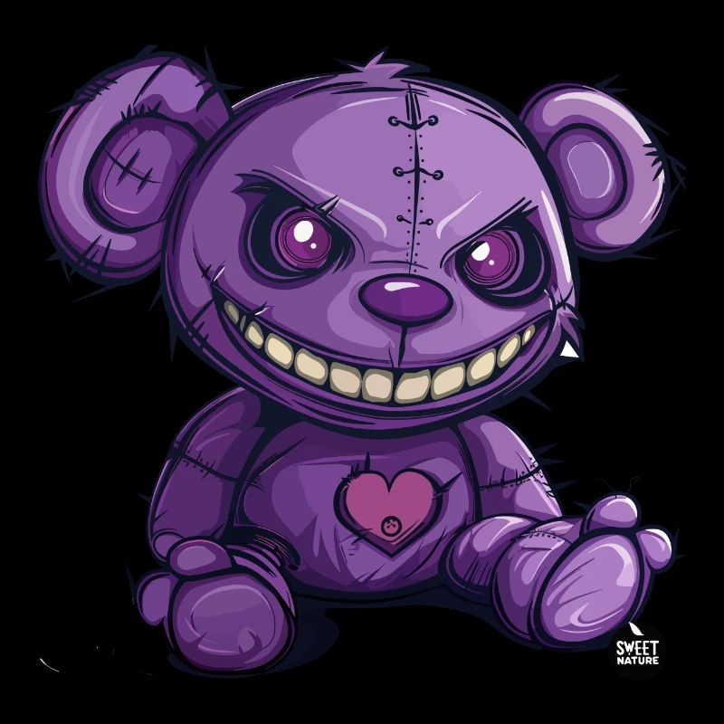 Peluche violette effrayante