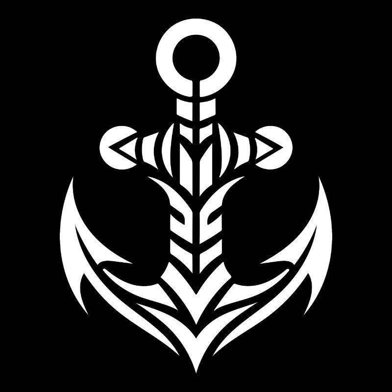 Old Wet Anchor with Tribal Tattoo Style