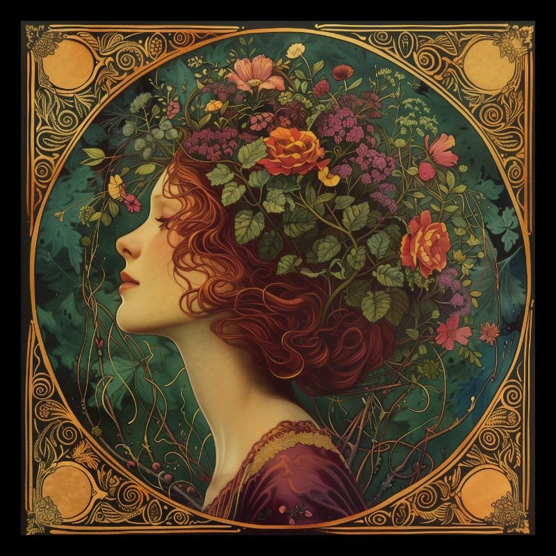 Junges Mädchen mit Blumenkranz