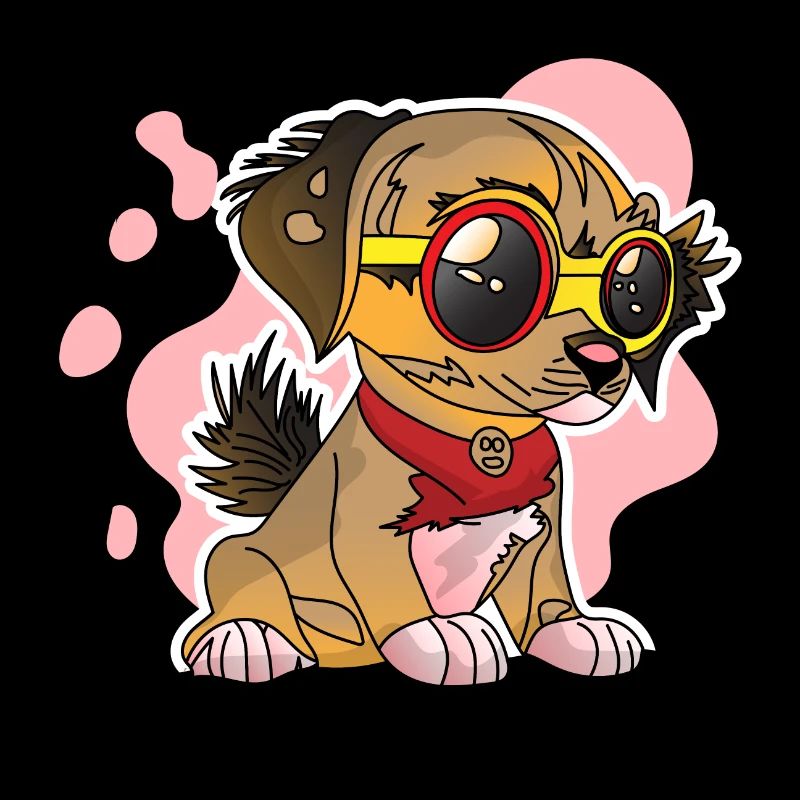 Chiot mignon assis avec un chien de mode de visage sérieux