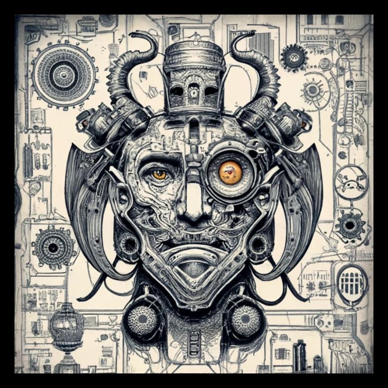 Cyborg im Dämonenstil, Steampunk, Cyberpunk