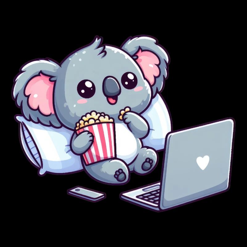 Cute koala bear watching a series.