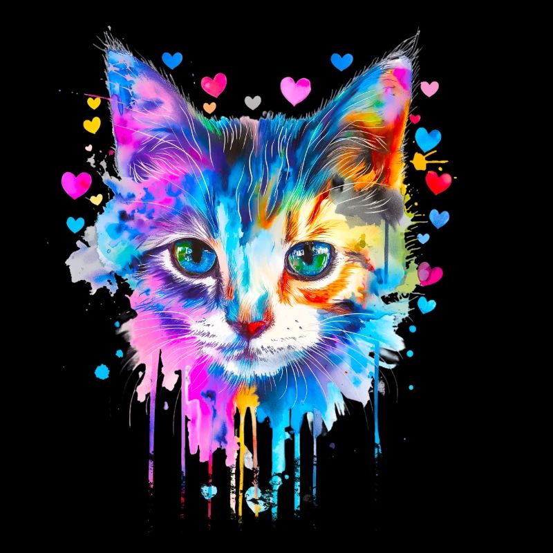 chat, chaton avec des cœurs