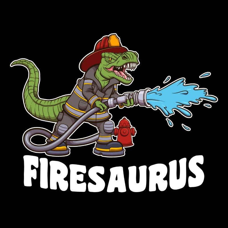 Firesaurus Dinosaur Firefighter Cartoon