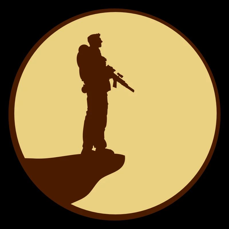 Soldier Moon Night Cliff Silhouette War Fighter