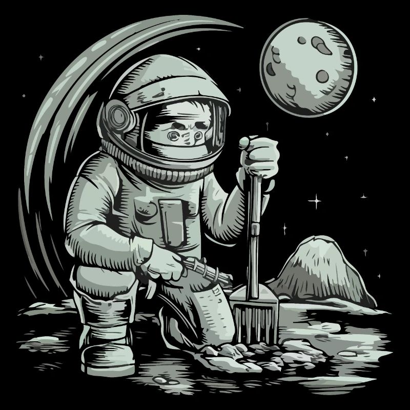 Astronot Digging the moon