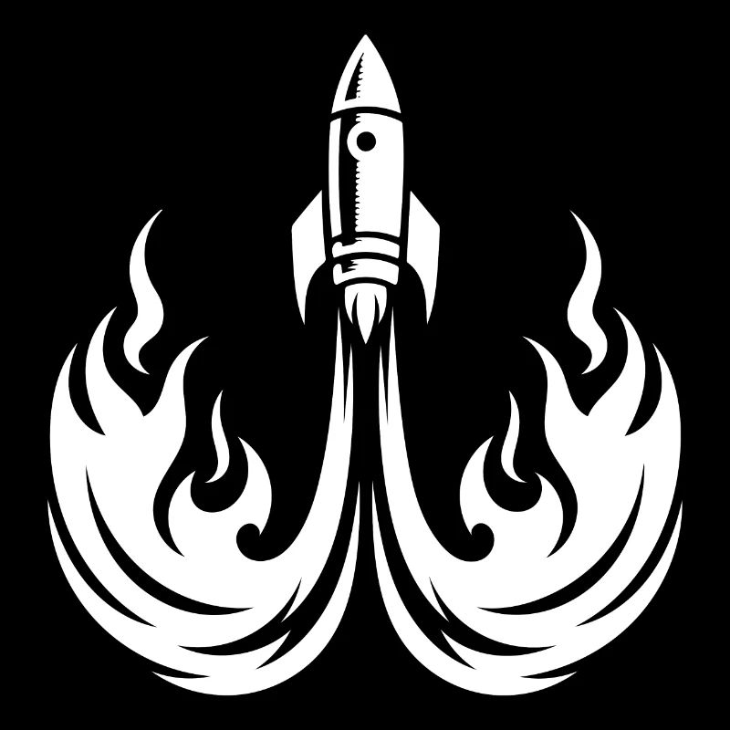 Launching spaceship in fire flames