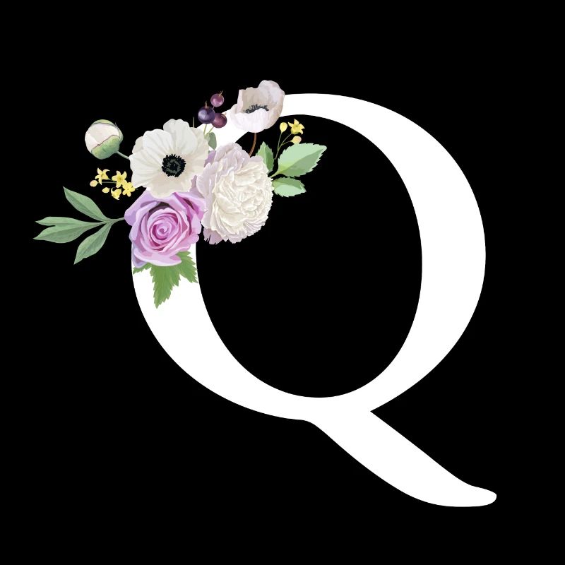 Lila Blumenbuchstabe Q