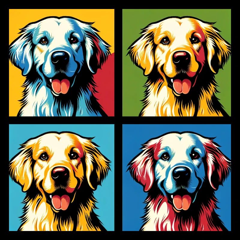 Portrait de chien Pop Golden Retriever - Portrait d’animal de compagnie