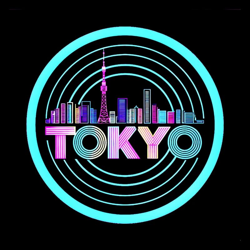 Tokyo Skyline1980's Synthwave Retro Neon Tee