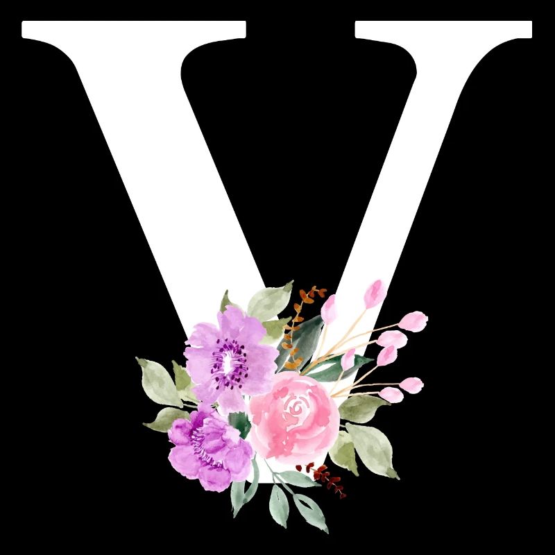 Lettre v floral violet