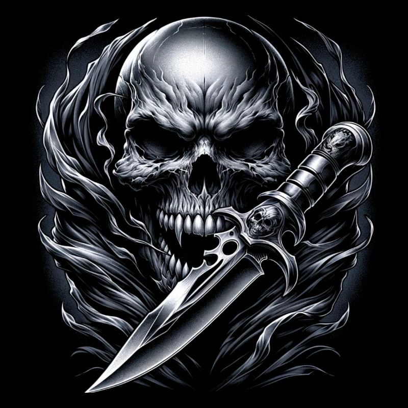 Skull with Knife