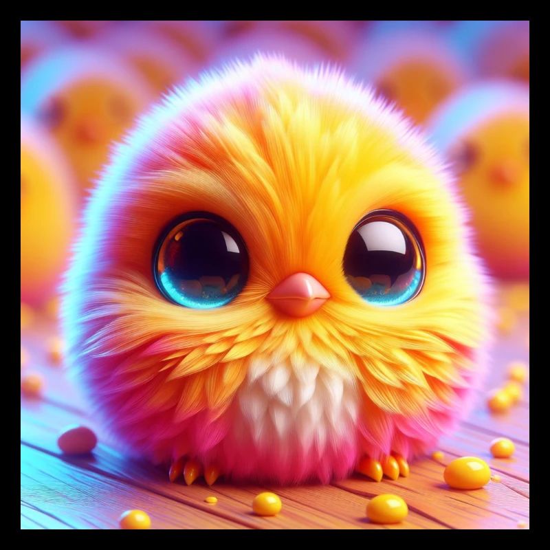 Chick in 3D Hyperrealism Yellow