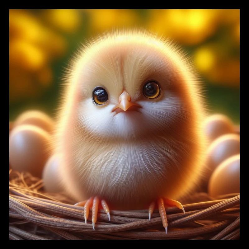 Chick 3D Hyperrealism Yellow White with Balls
