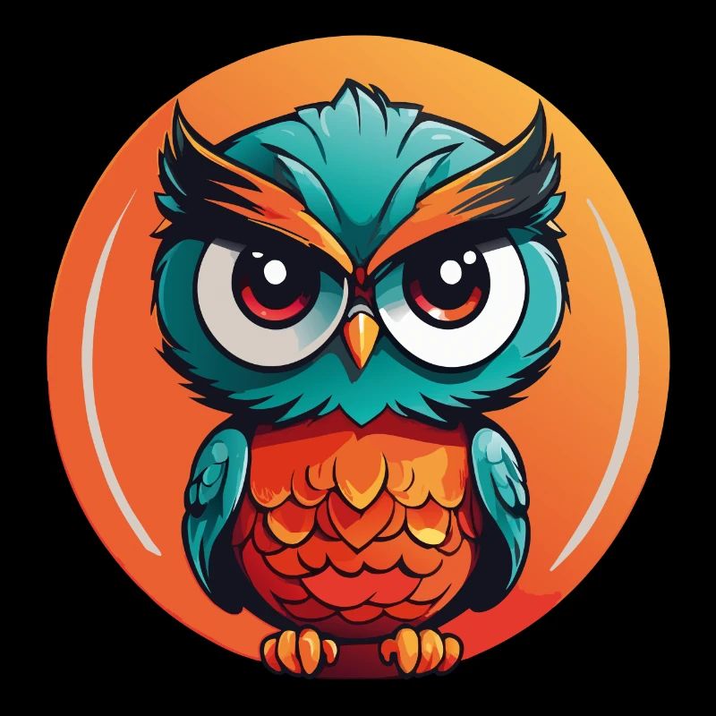 kleine süsse Eule im Farbkreis Eulendesign