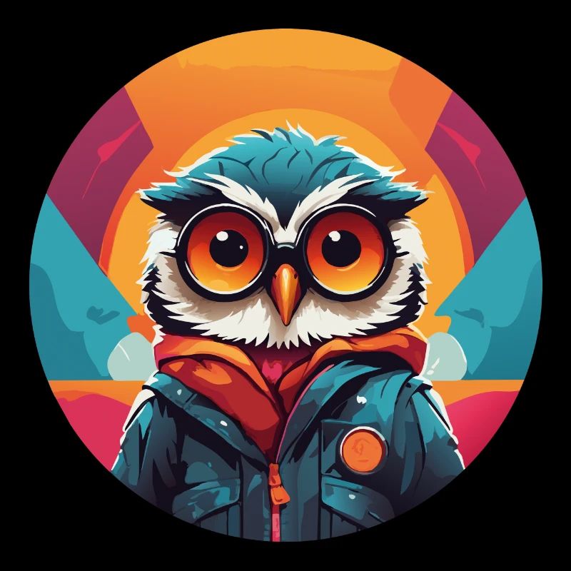 kleine süsse Eule im Farbkreis Eulendesign