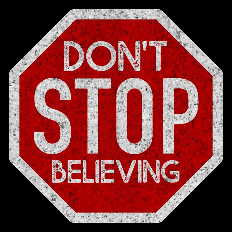 DONT STOP BELIEVING WHITE GRUNGE