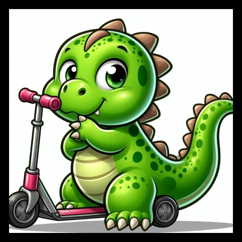 Dino green sur un scooter