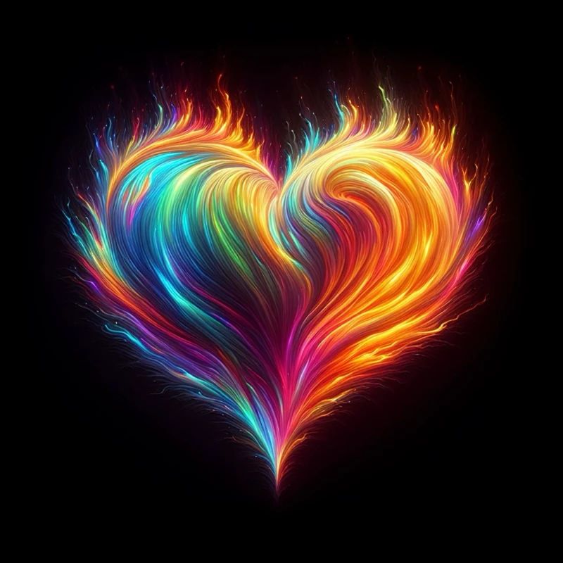 Rainbow fire heart